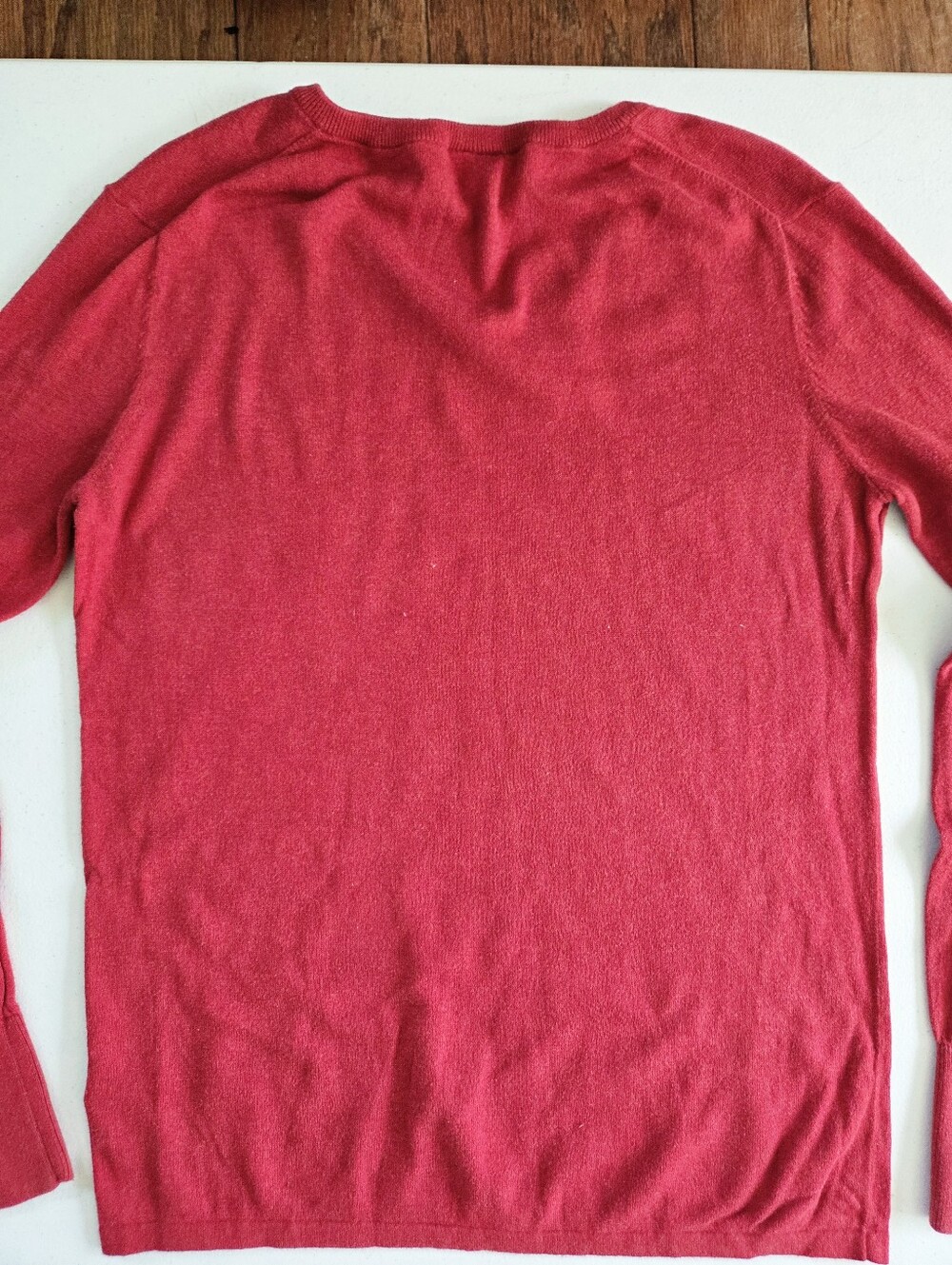 Vintage Lacoste Women's Red V-Neck Long Sleeve Pullover Sweater 44 - Picture 10 of 10